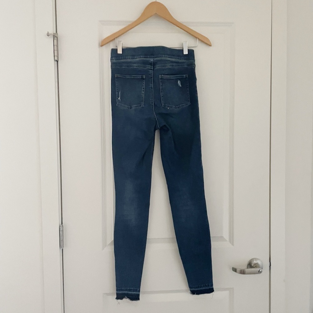 SPANX Distressed Ankle Skinny Jeans Medium Wash Tall - Picture 6 of 10